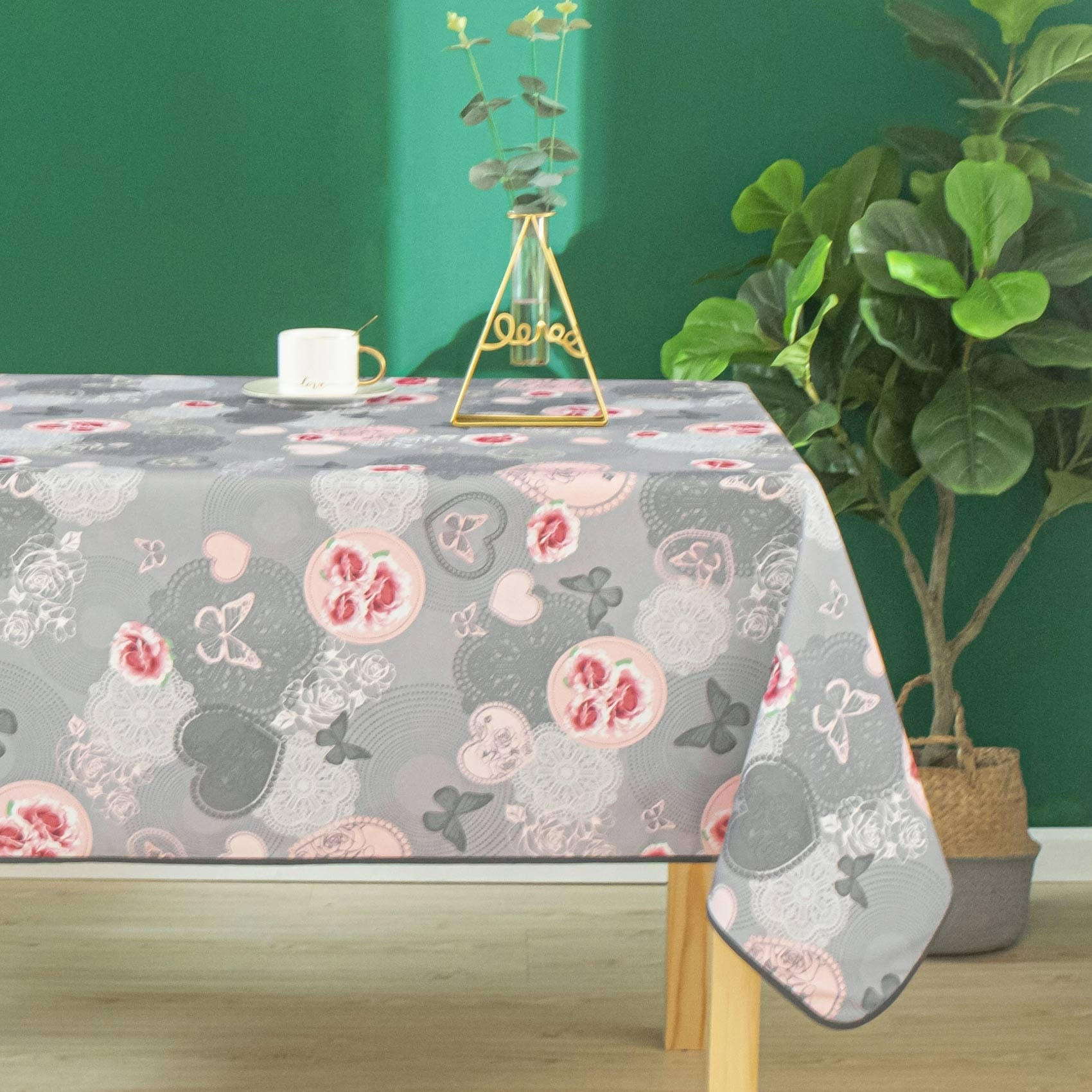 Nappe enduite esprit floral - Gris clair