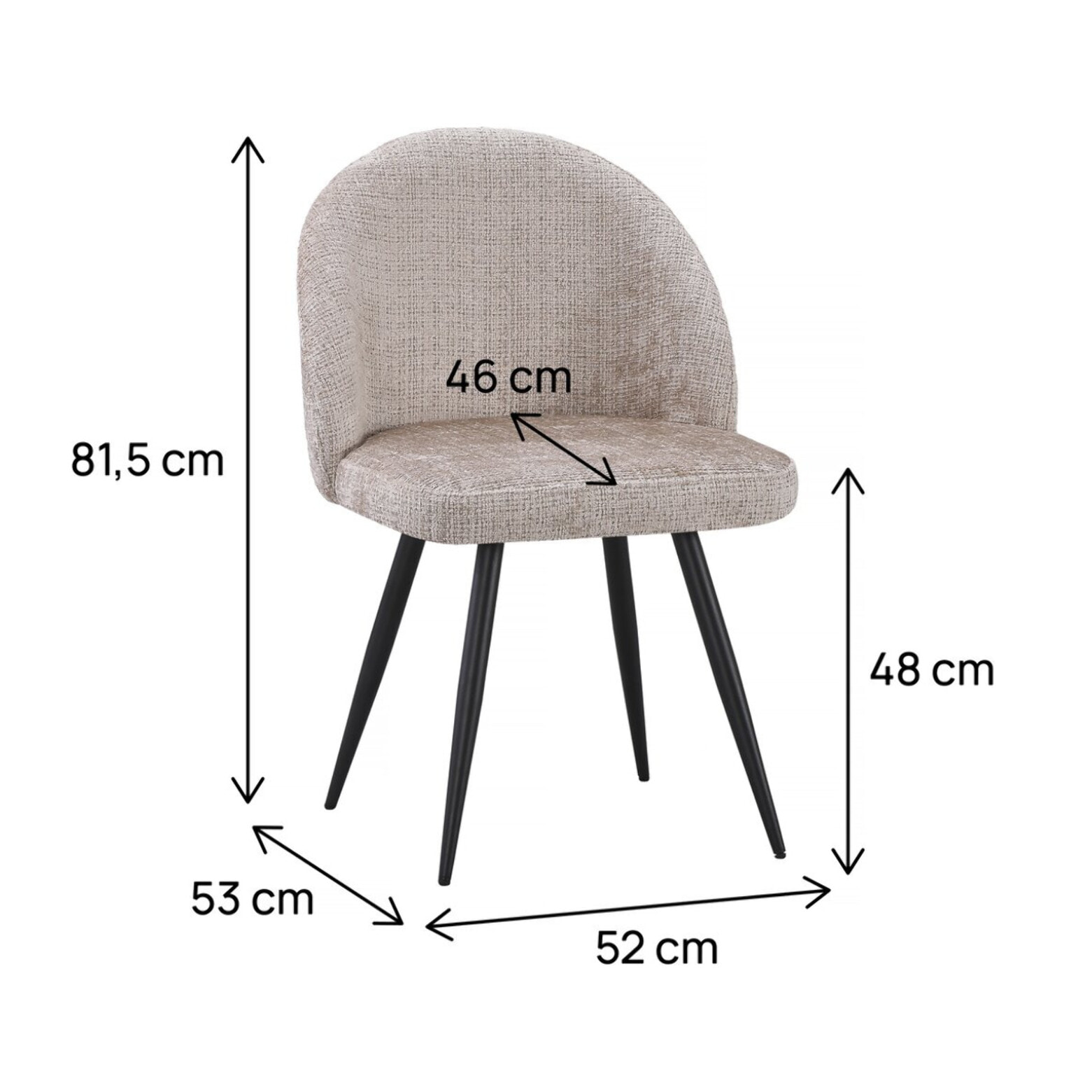 Lot de 2 chaises en tissu "Samuel" - 53 x 51 x 82 cm - Beige