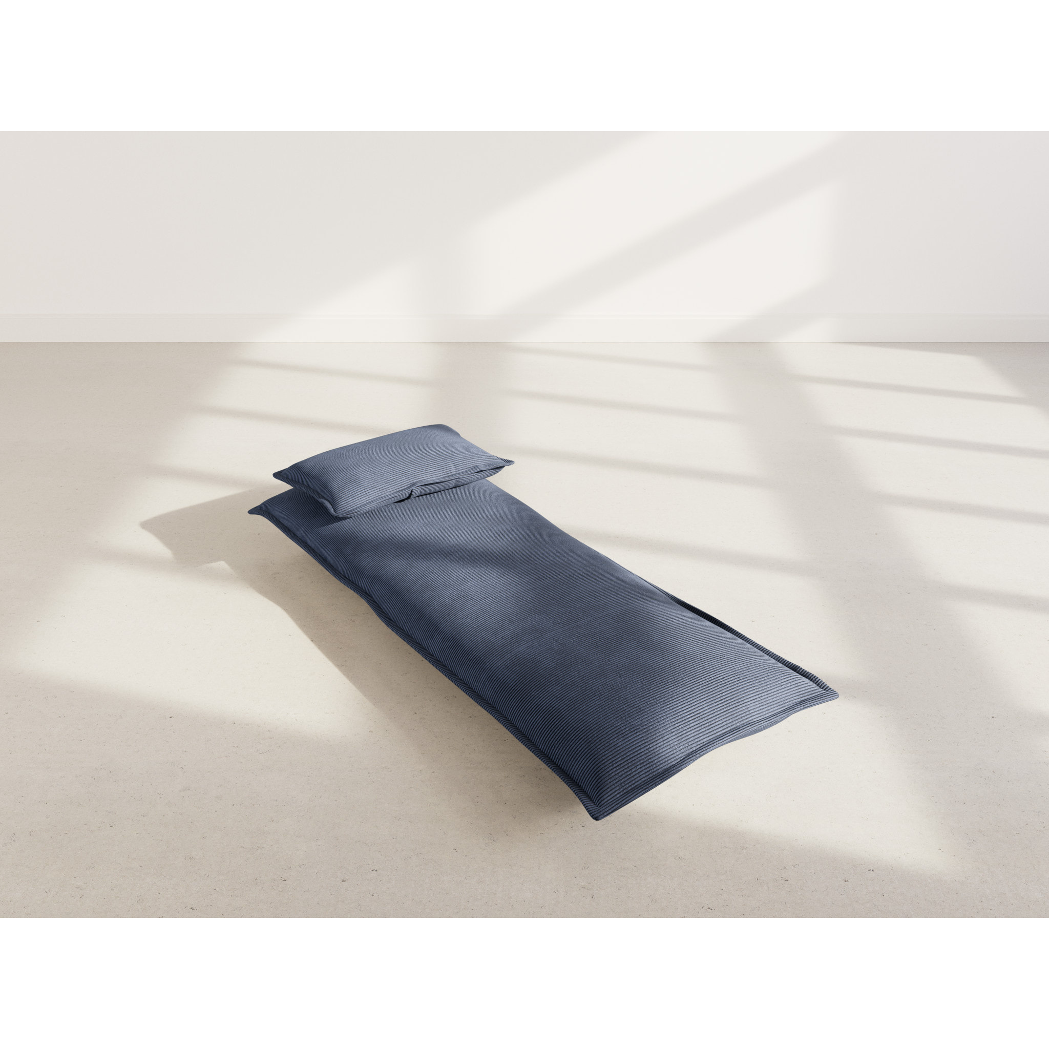 Candice - Banquette 1 place convertible clic-clac en velours côtelé - Bleu nuit