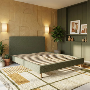 Lit Colisée avec tête de lit| Robuste et confortable | Montage simple rapide | Bouclette | Vert