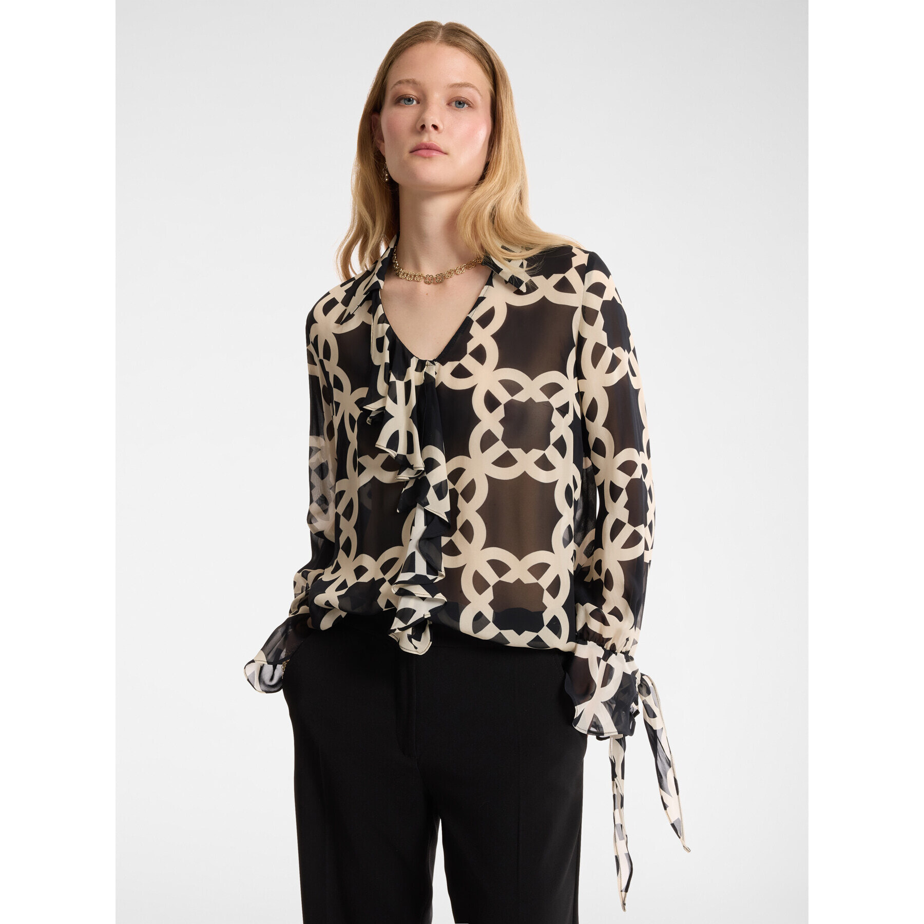 Elena Mirò - Blusa con monograma - Negro