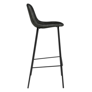 Lot de 2 chaises de bar 75 cm en cuir synthétique gris/noir - Henrik