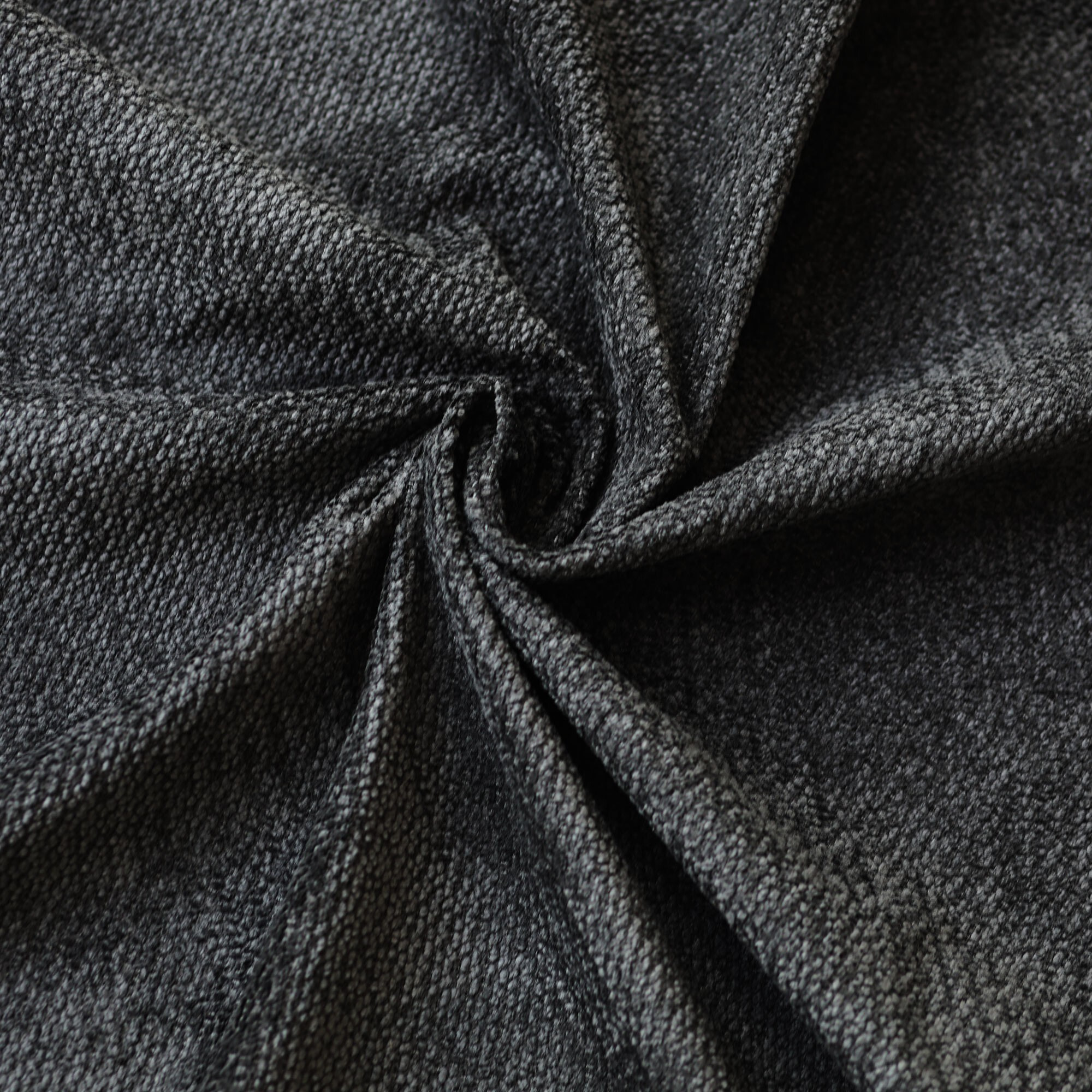 Sommier tapissier Eden gris anthracite, bois massif, chenille bouclettes