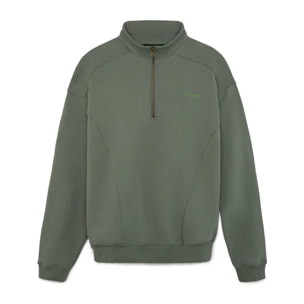 Sudadera Unisex Half-Zip Verde Salvia