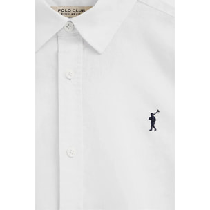 Camicia cotolino bianca regular fit con logo Rigby Go