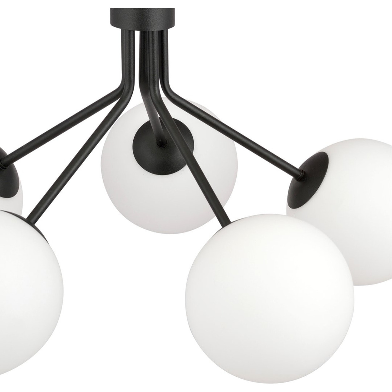 Lampada a sospensione NOVA in acciaio nero e vetro opalino