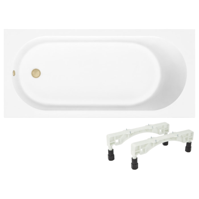 Baignoire droite 170 x 75 VILLEROY & BOCH O.Novo + Pieds + Vidage WIRQUIN doré