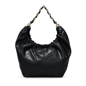 Bolso de hombro negro con cadena