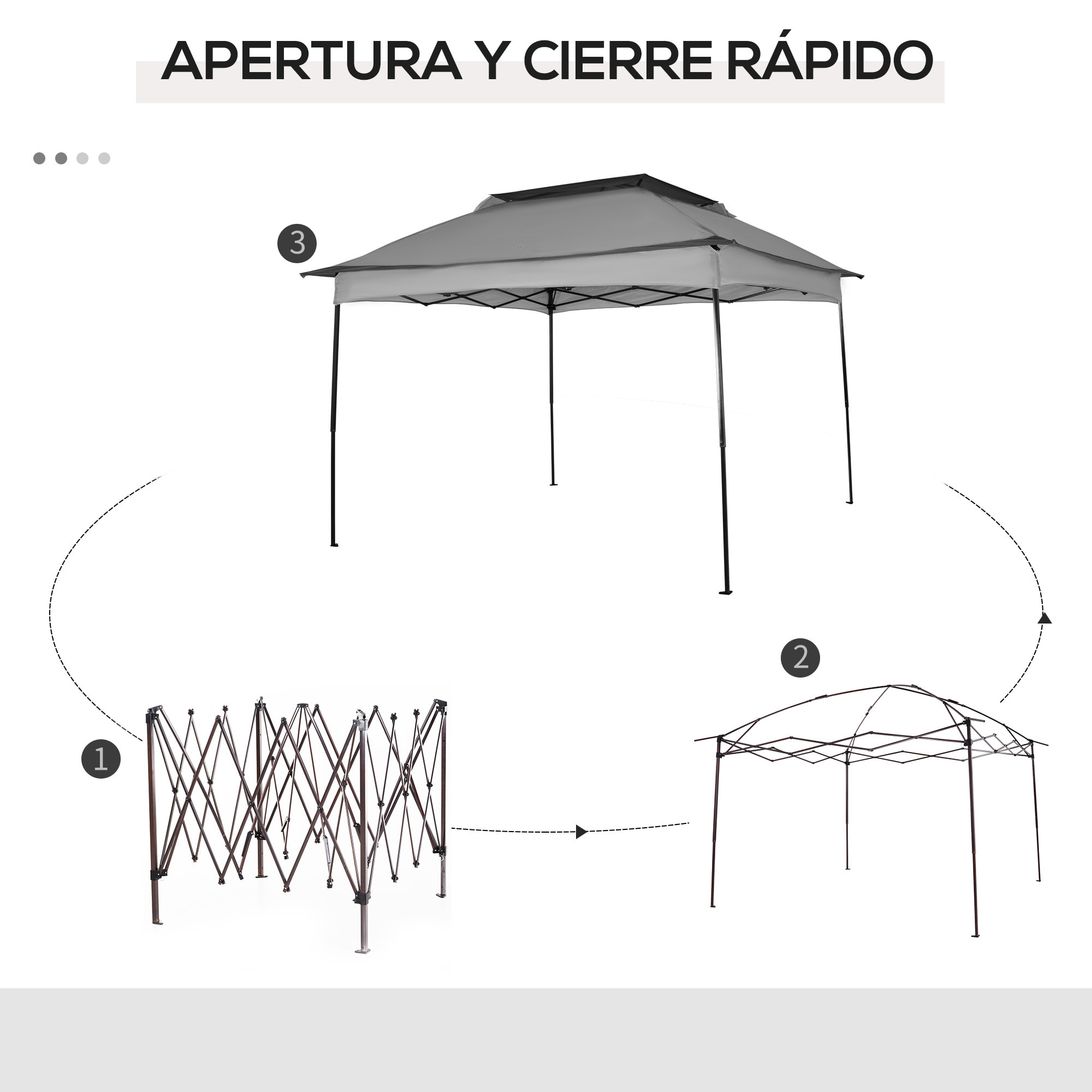 Carpa Plegable Gazebo 3,3x3,3 m Cenador Plegable con 4 Paredes Laterales de Malla Anti-UV y Bolsa de Transporte para Camping Fiestas Gris Claro