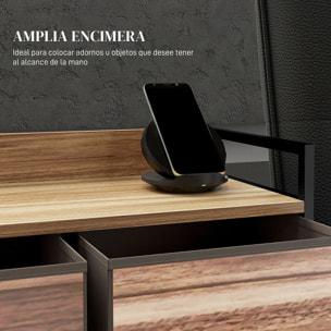 Mueble Organizador Cajonera de Tela con 5 Cajones y Marco Metálico Estilo Industrial para Salón Recibidor Dormitorio 98x29x63 cm Roble