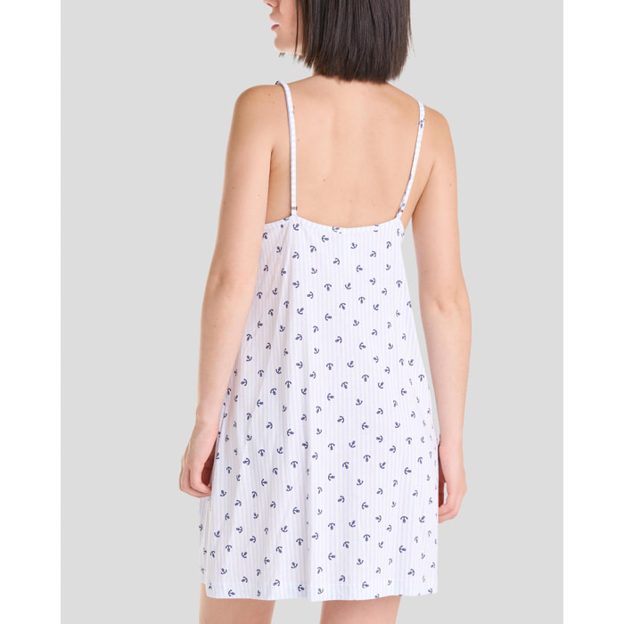 Camisón corto mujer anclas con tirantes ligero