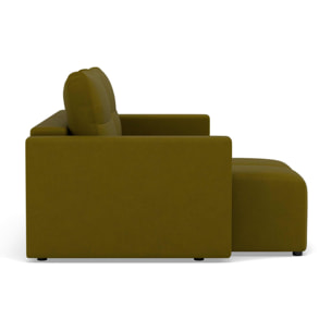 Daryl - canapé d'angle réversible 4 places convertible avec coffre en tissu texturé - Vert