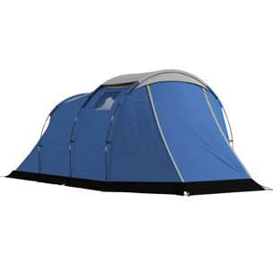Tente de camping tunnel 4 pers. imperméable 3000mm chambre séjour auvent