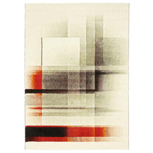 Petit tapis géométrique ivoire, rouge et noir