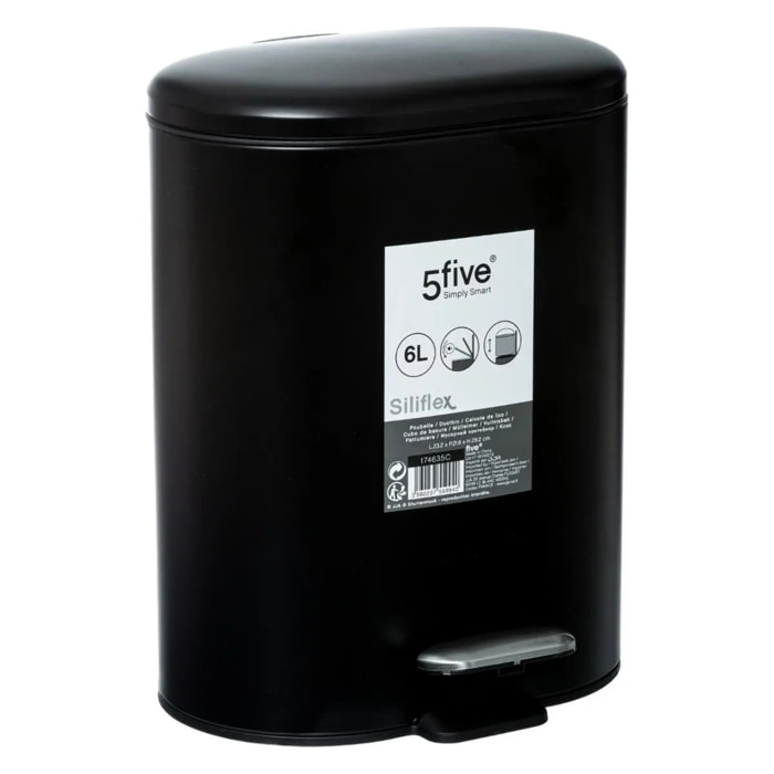 Poubelle soft close métal 6L "Siliflex" noir