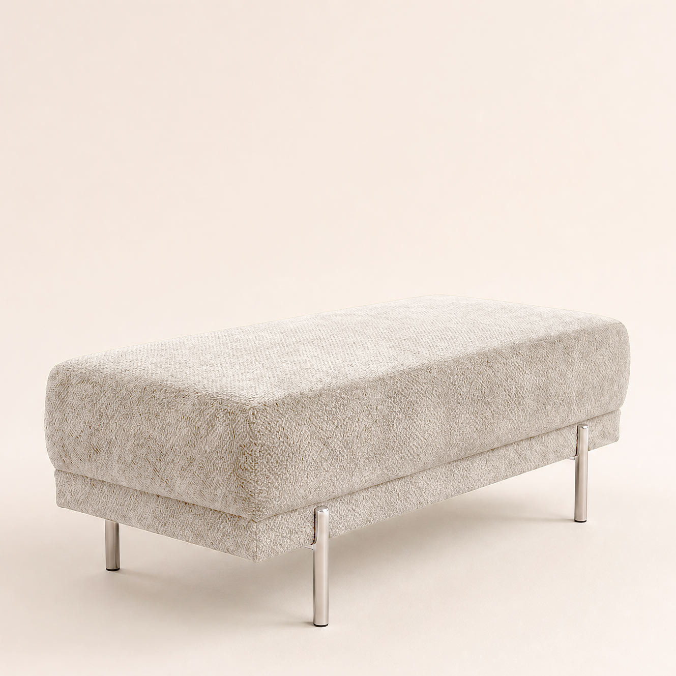 Gabin - pouf en velours texturé - Beige