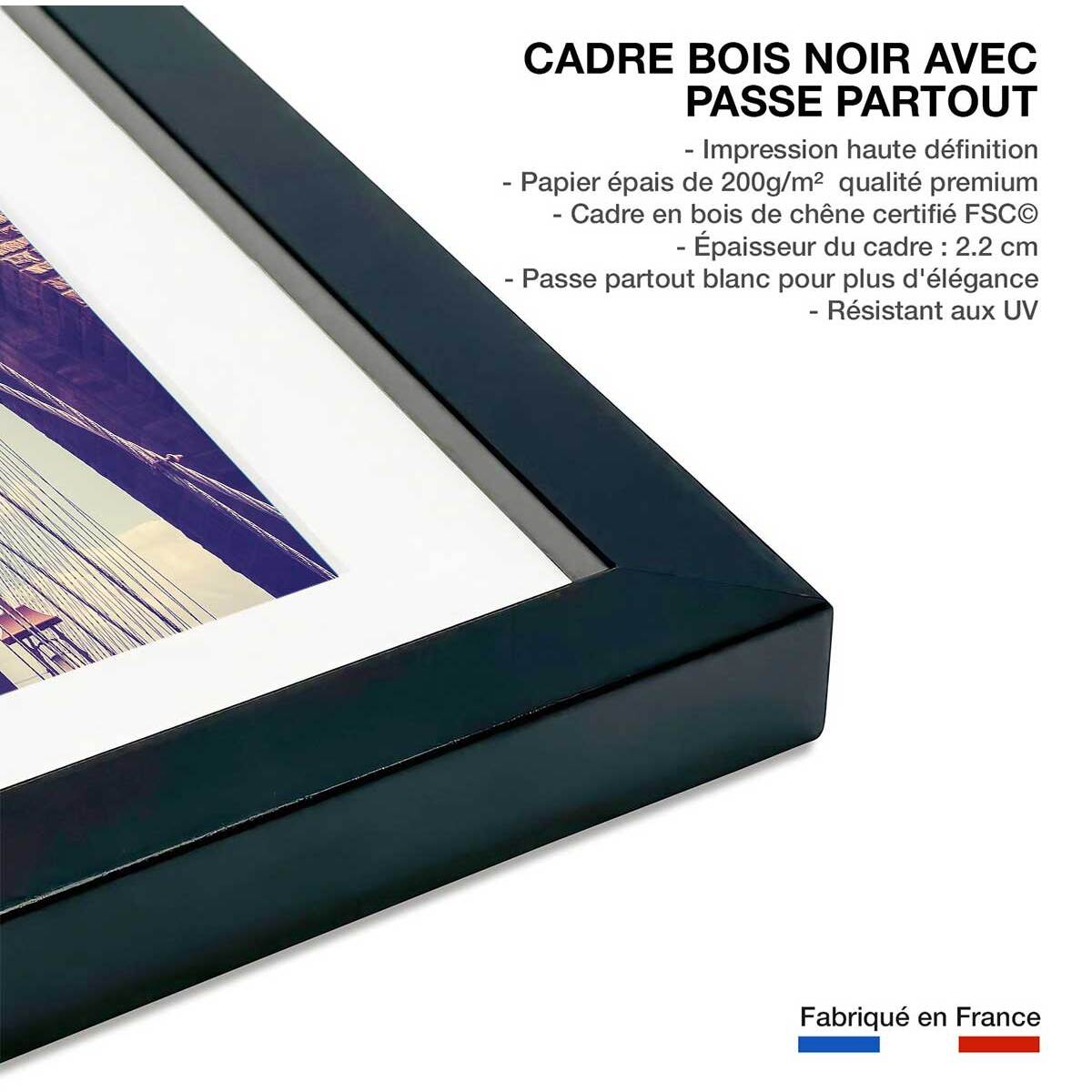 Affiche photo sunshine sur brooklyn Affiche + cadre en bois - Noir