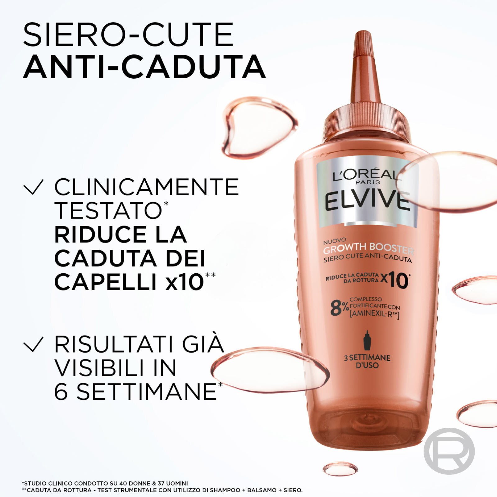 Siero Capelli Anticaduta Elvive Growth Booster Senza Risciacquo Rinforzante con Aminexil-R - Flacone da 102ml