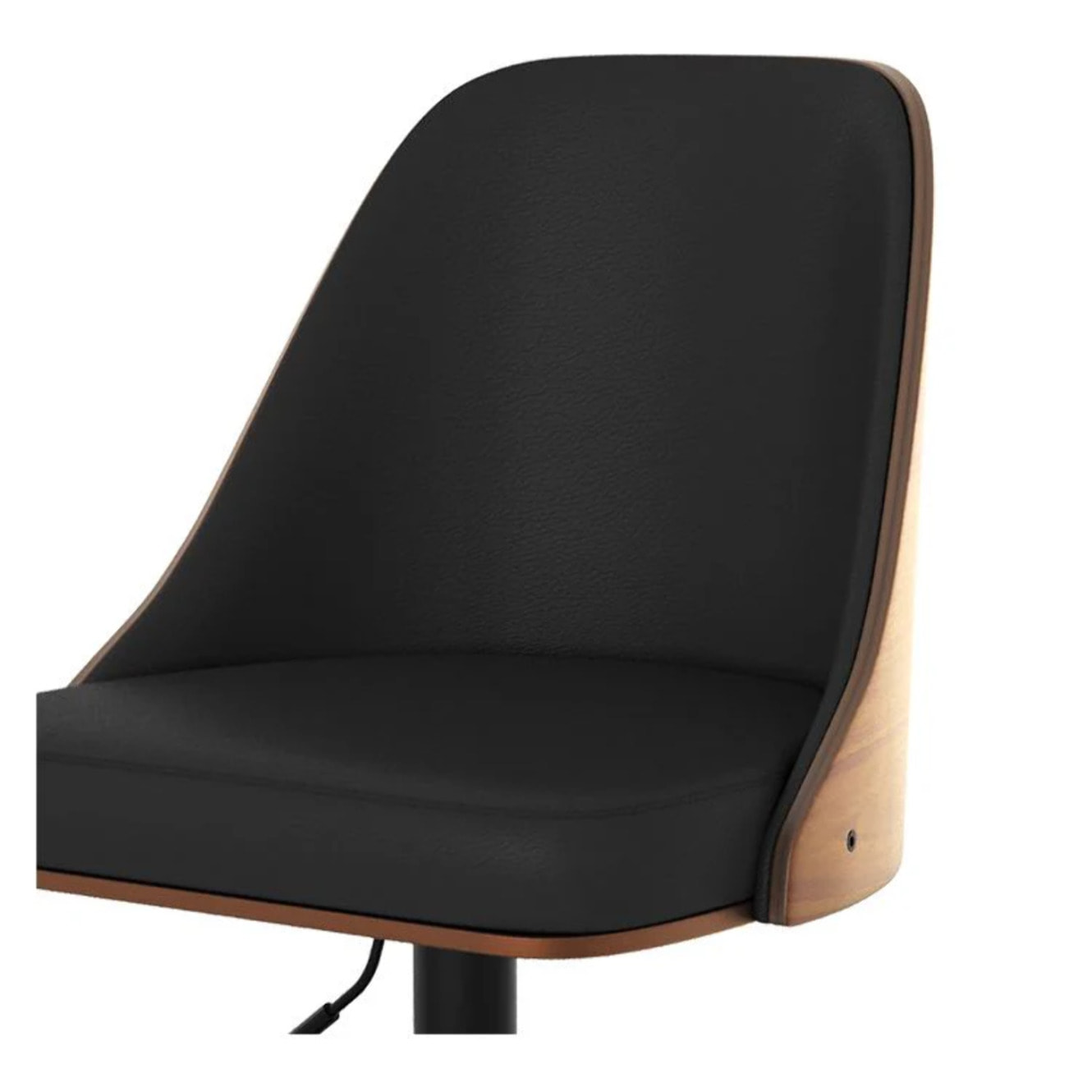 Chaise de bar réglable et pivotante en bois foncé et PU noir 56/77 cm - Georges