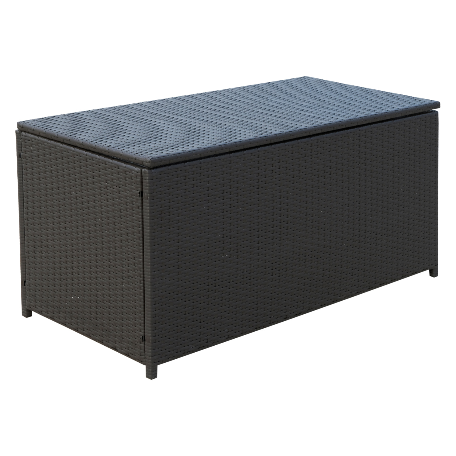 Coffre malle de rangement 118L x 54l x 59H cm résine tressée imitation rotin café foncé