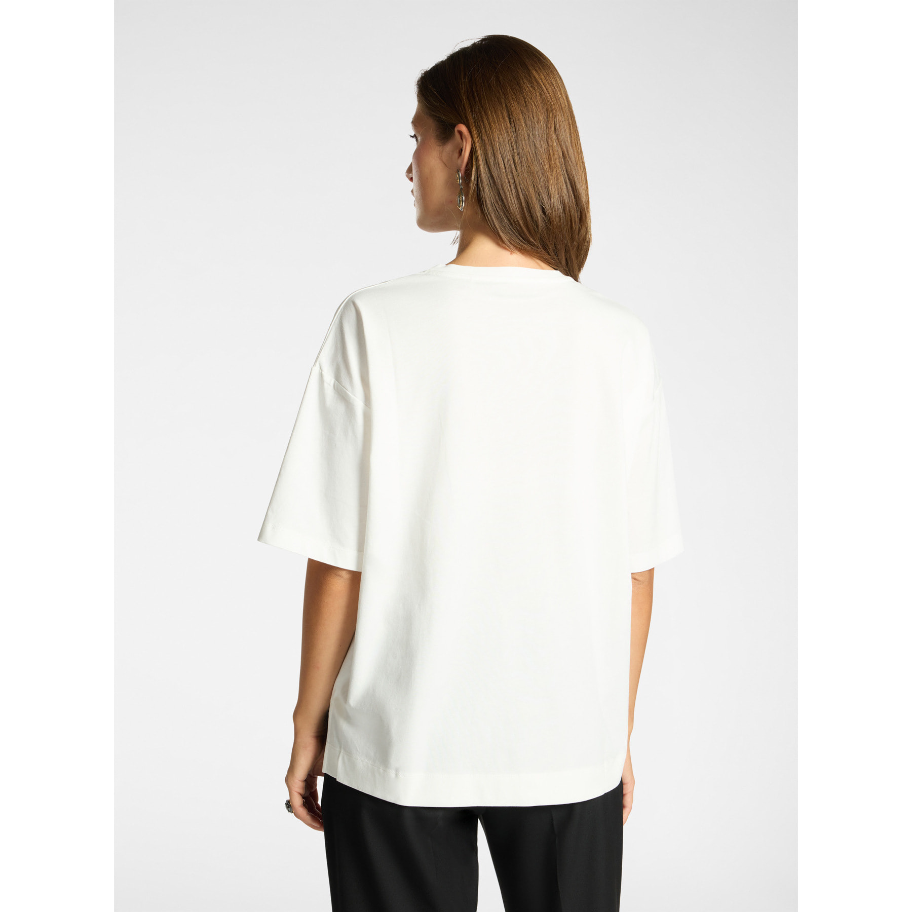 Elena Mirò - Camiseta de algodón con bordado - Blanco