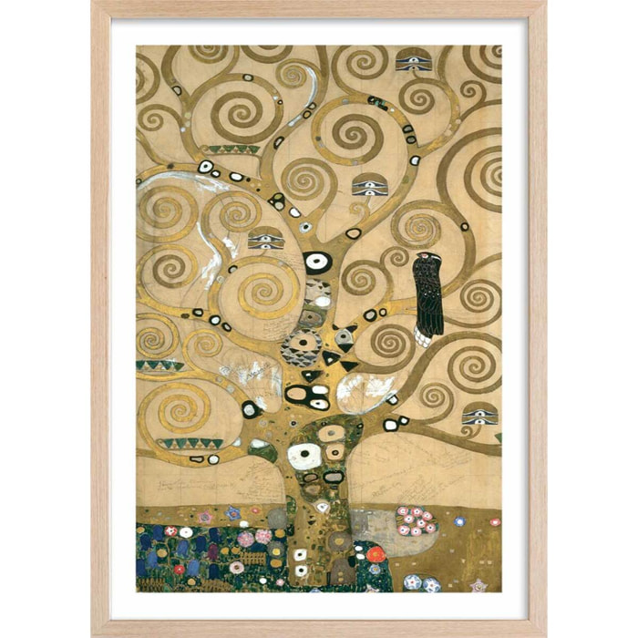 Affiche Tree of Life. Detail par Gustav Klimt Affiche + cadre en bois - Chêne
