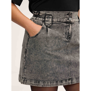 Fiorella Rubino - Minigonna in denim stone washed - Grigio