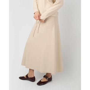 Falda midi viscosa evasé angorina beige