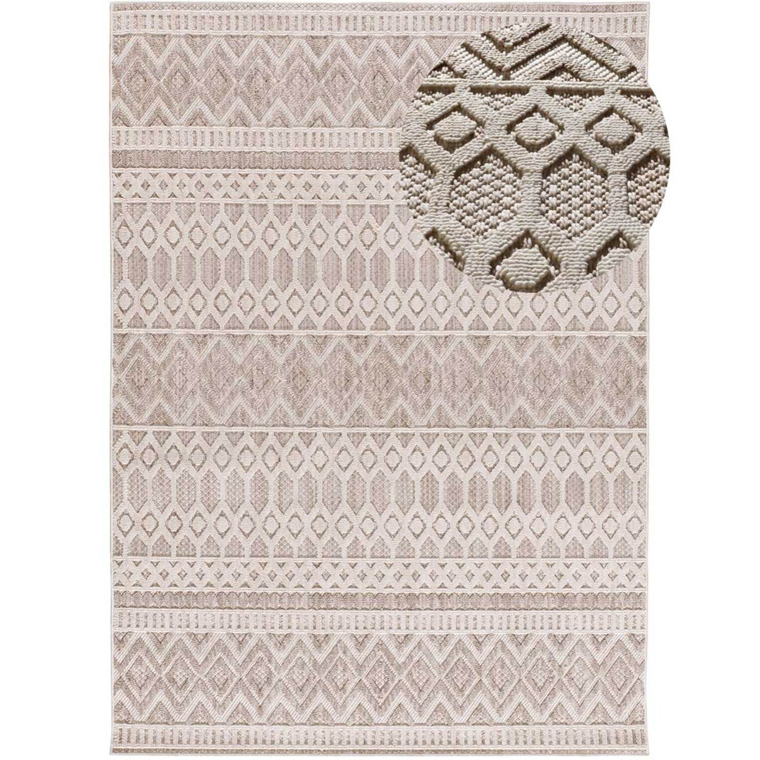 ELEMENT Alfombra en estilo étnico con relieve de color beige, varias medidas disponibles.