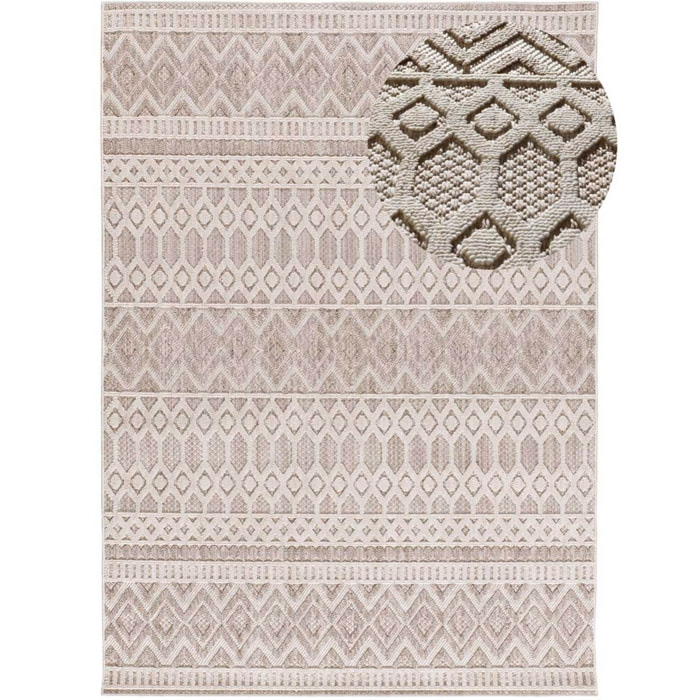 ELEMENT Alfombra en estilo étnico con relieve de color beige, varias medidas disponibles.