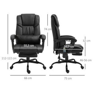 Silla de Oficina con Masaje de 6 Puntos Silla de Escritorio Giratoria con Respaldo Alto Reclinable Altura Ajustable Reposapiés y Mando a Distancia