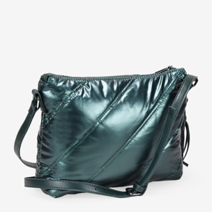 Bolso bandolera verde con cosido acolchado