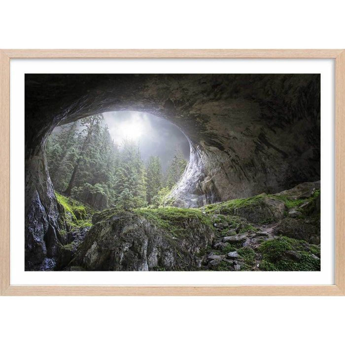 Affiche coup d'oeil au paradis Affiche + cadre en bois - Chêne