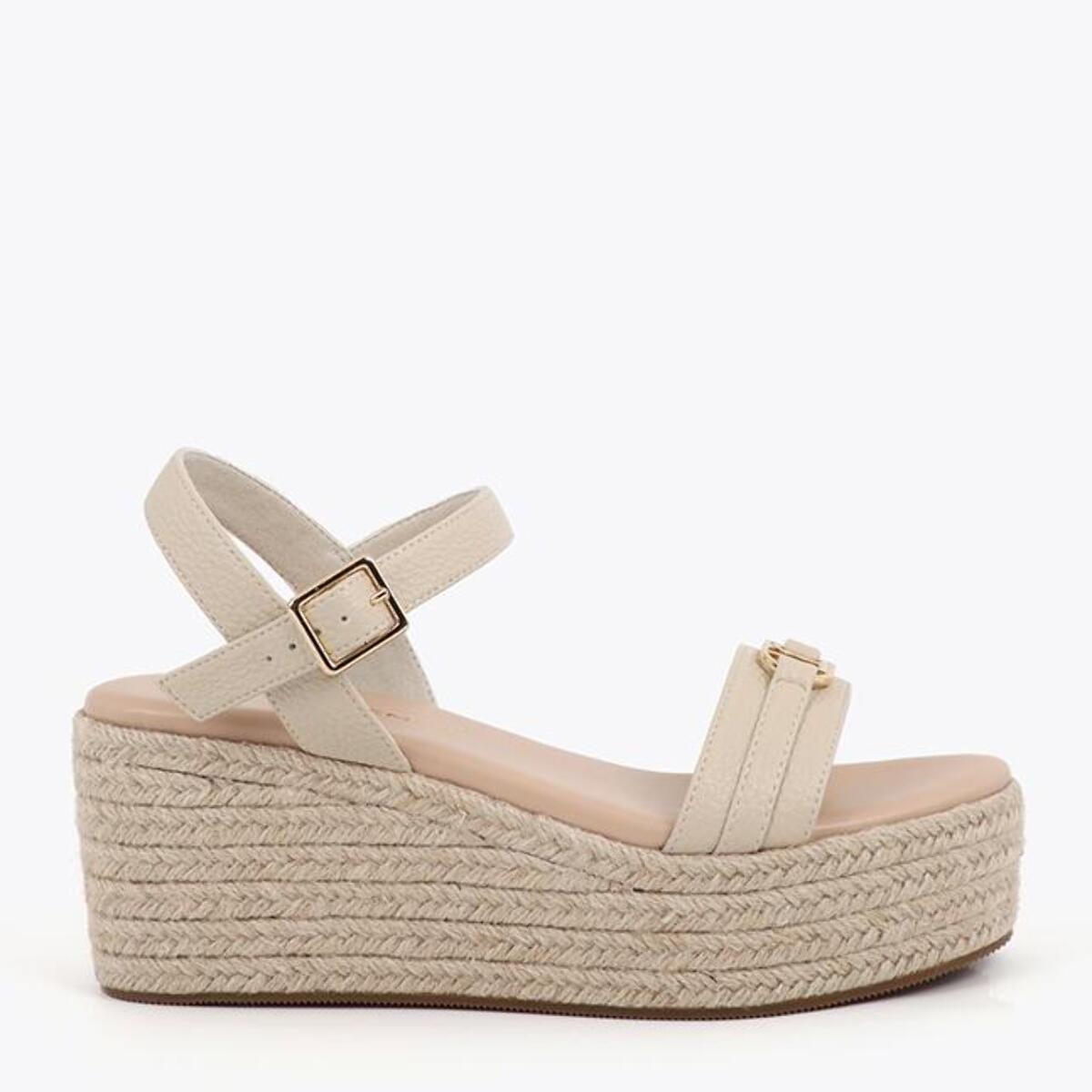 Zeppa effetto rafia con cinturino personalizzato.