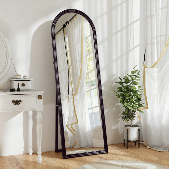 Miroir sur pied et mural pleine longueur 53 x 162 cm cadre pied effet bois