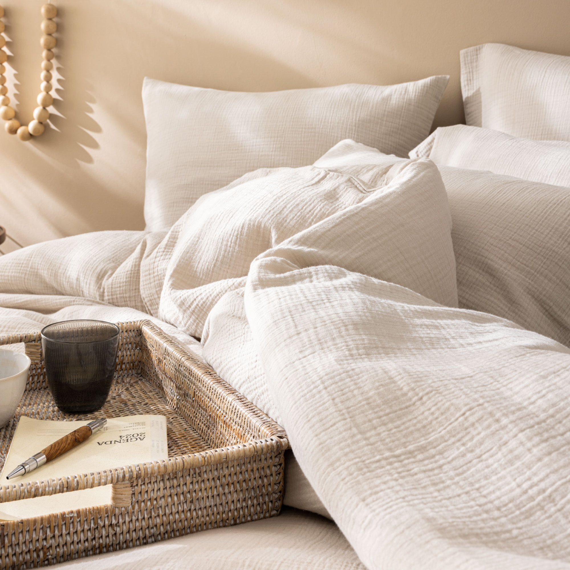 Housse de couette unie en coton, GAZE DE COTON