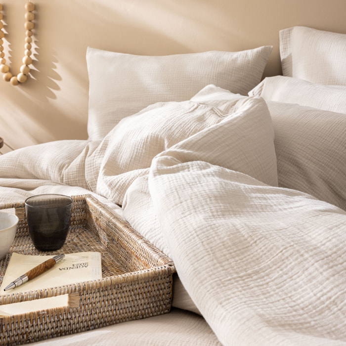 Housse de couette unie en coton, GAZE DE COTON