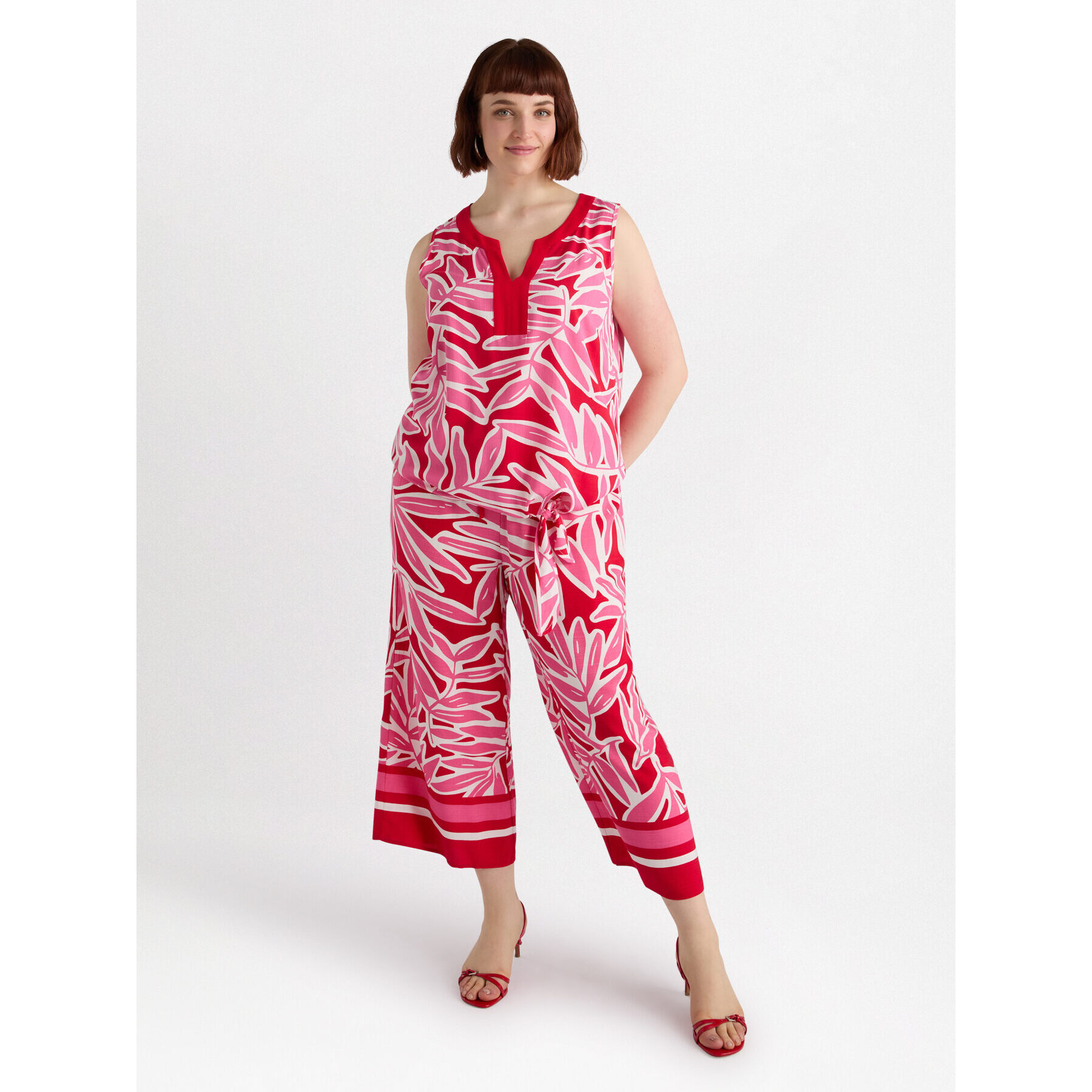 Fiorella Rubino - Top estampado de viscosa LENZING™ ECOVERO™ - Rojo