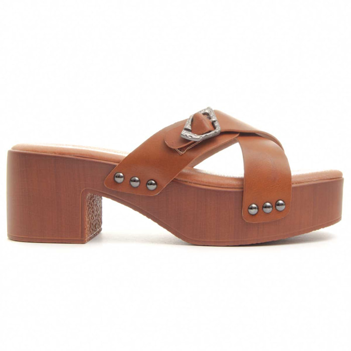 Sandalias de Tacón - Marron - Altura: 5 cm