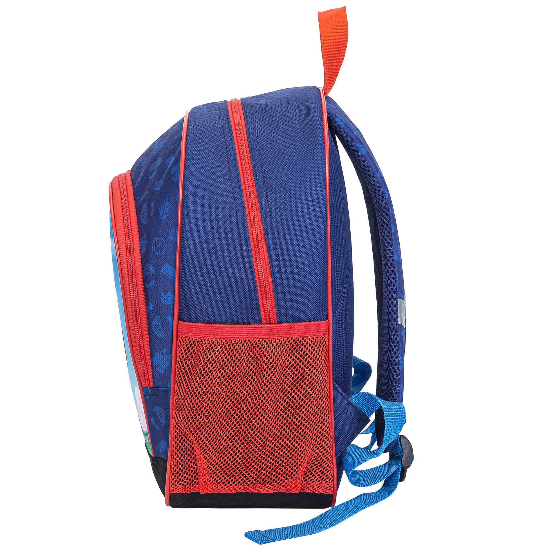 Super Mario Mochila. 2 bolsillos laterales. Espaldera acolchada.