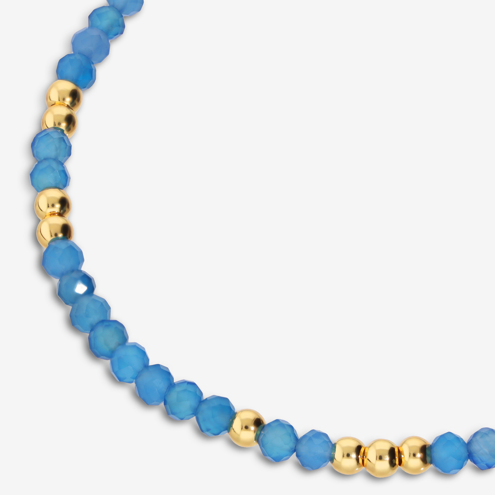 Bracciale Elastico con Agata Blu e Bead Lucide