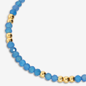 Bracciale Elastico con Agata Blu e Bead Lucide