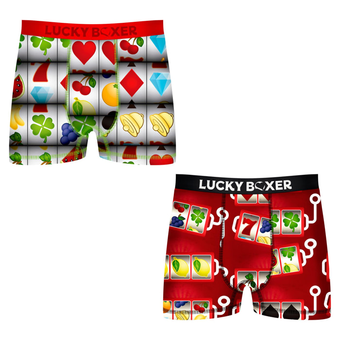 Pack 2 calzoncillos Lucky Boxer en color rojo y blanco para hombre