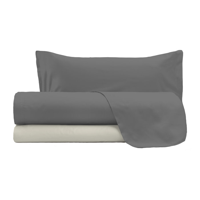 COMPLETO LETTO NATURAL COLOR, 100% COTONE - SINGOLO