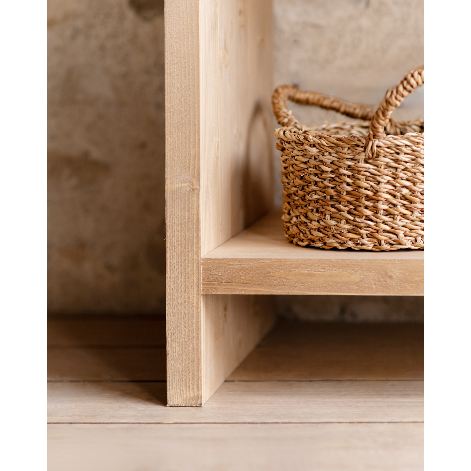 Étagère en bois massif ton chêne moyen de 180x60cm Hauteur: 180 Longueur: 60 Largeur: 35