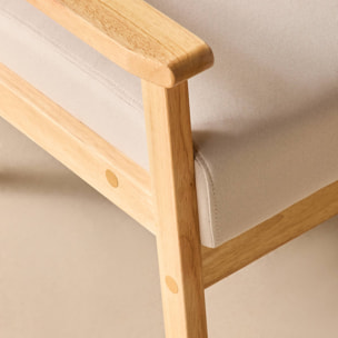 Fauteuil scandinave bois de peuplier, d'hévéa et tissu ISAK