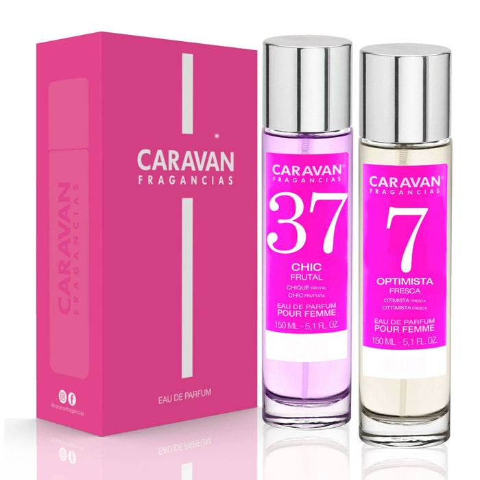Caravan fragancias - caja de regalo con 2 perfumes: nº7 y nº37 de 150 ml, para mujer