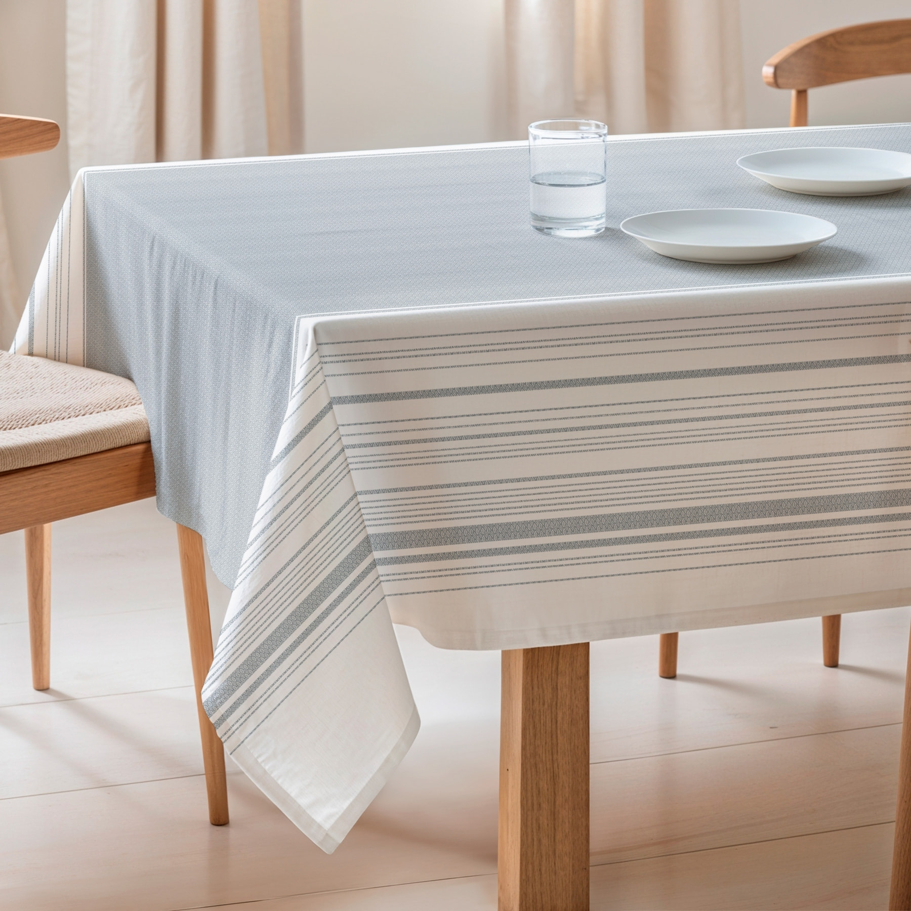 Nappe imprimée anti-tâches EDEN BLEU