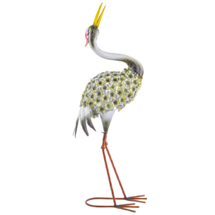 Statue de jardin héron debout décoration extérieure métal vert