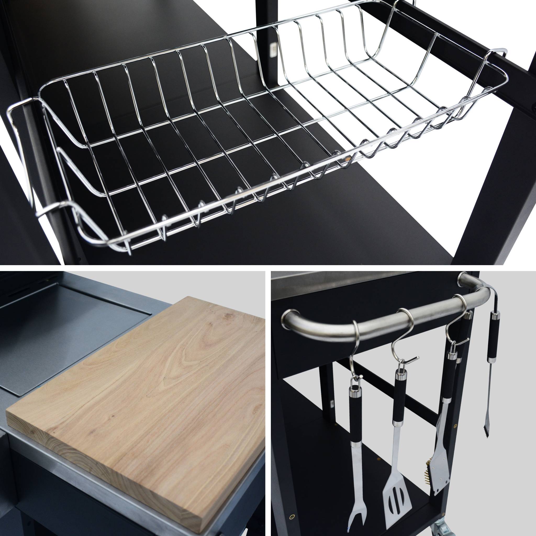 Barbecue gaz 4 brûleurs + 1 feu latéral, cuisine d'extérieure avec évier avec housse D'ARTAGNAN AVEC HOUSSE